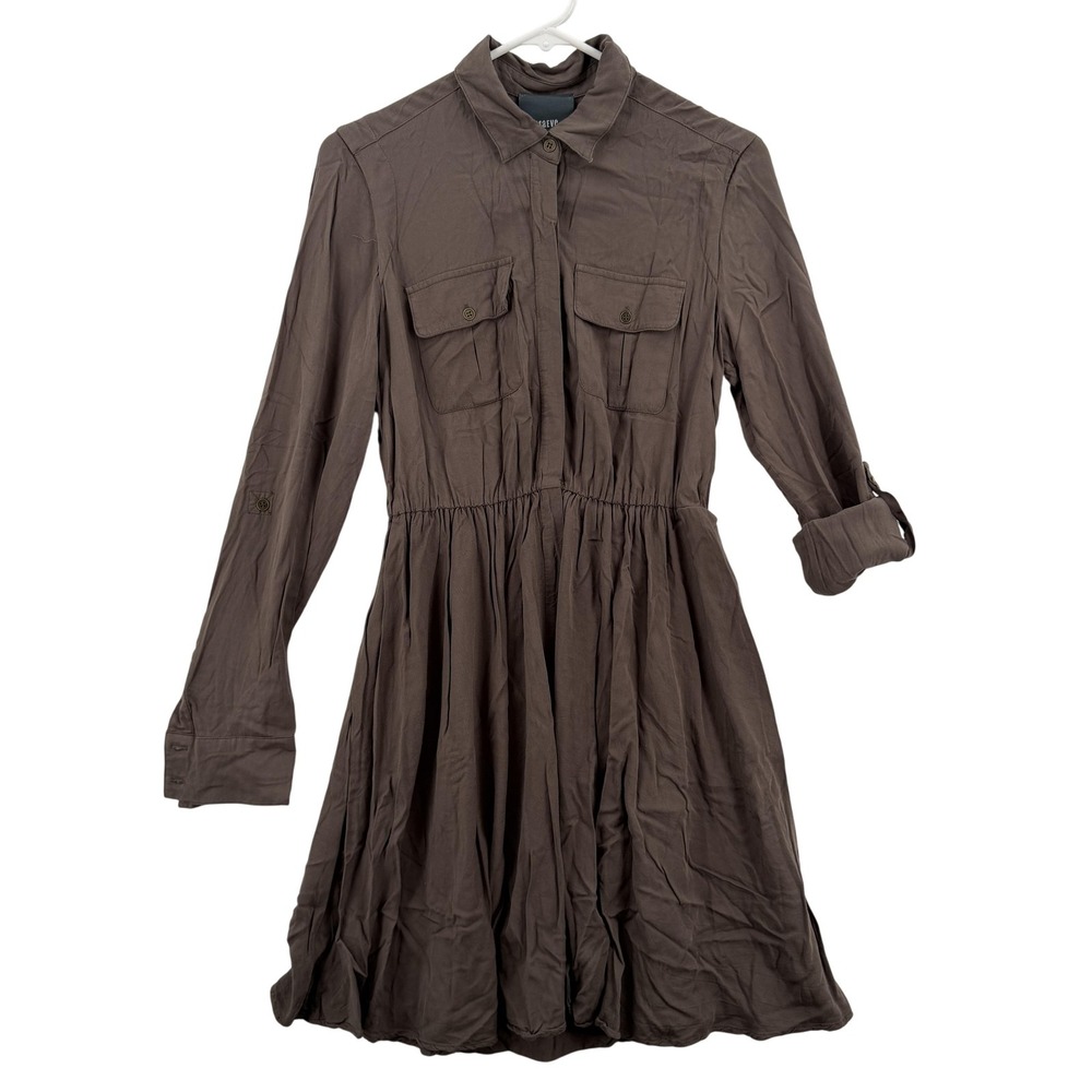 Maeve Womens XS Brown Shirt Dress Long Sleeve Button Front Rayon 27D1629
